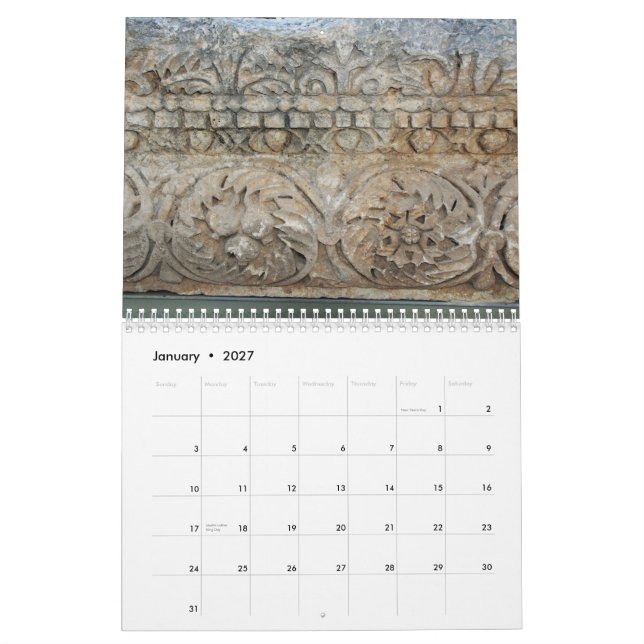 Calendário Cores e texturas de Israel (Jan 2027)