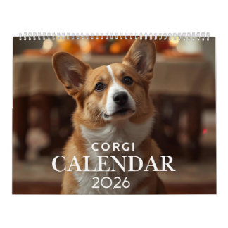 Calendário Corgi 2026 | Calendário de Parede de 12