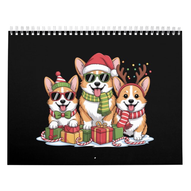 Calendário Corgi Cachorro Natal Mãe Cachorro Dourado Dom Feri (Capa)