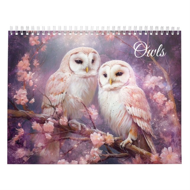 Calendário Corujas Fantásticas em Estilo Abstrato (Capa)