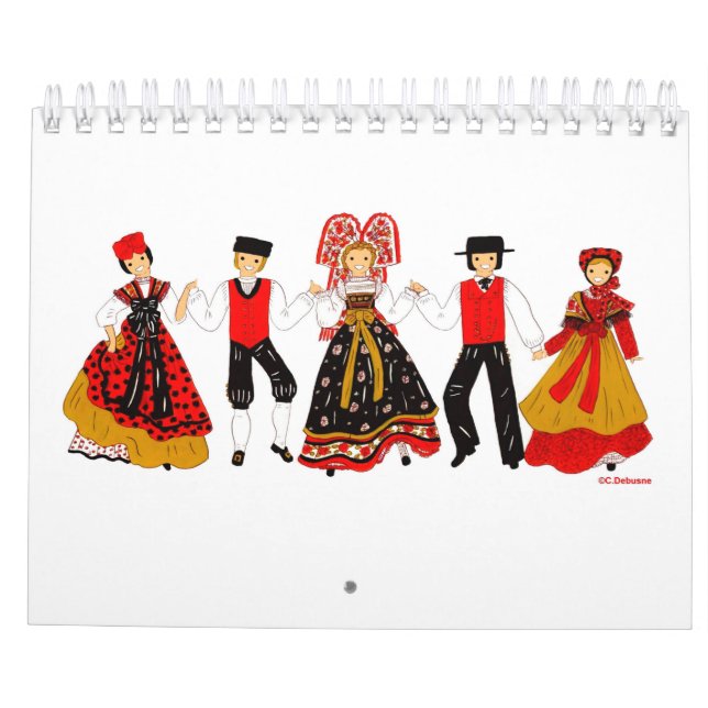 Calendário Costume Tradicional d'Alsace, França (Verso)