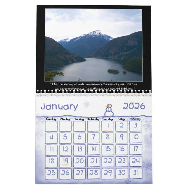 Calendário Cotações favoritas de John Muir (Jan 2026)