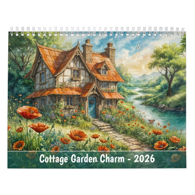 Calendário Cottage Garden Charm – Scenic Calendar 2026 (Capa)