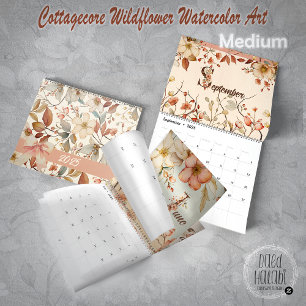 Calendário Cottagecore Wildflower Watercolor Art