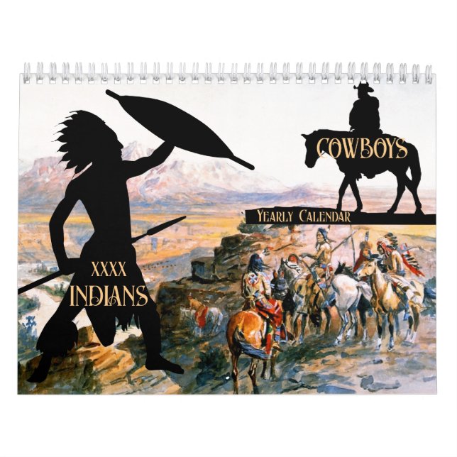 Calendário Cowboys índios de pinturas de petróleo no oeste se (Capa)