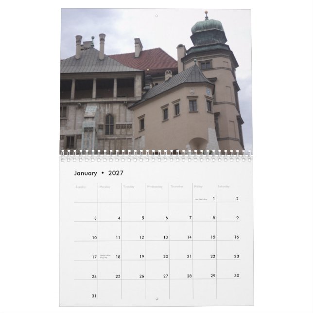 Calendário - Cracóvia (Jan 2027)