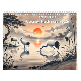 Calendário Cranes in Ink – A Journey Through Seasons 2026