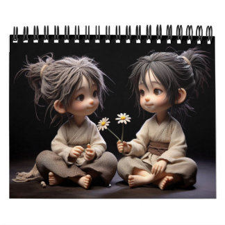 Calendário Crianças Adoráveis Com Flores
