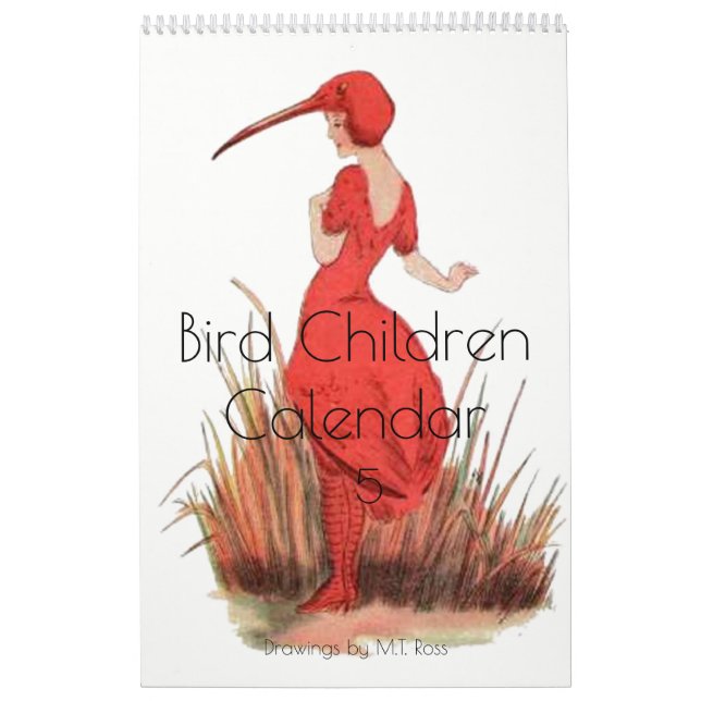 Calendário Crianças bonitos 5 do pássaro dos desenhos da (Capa)