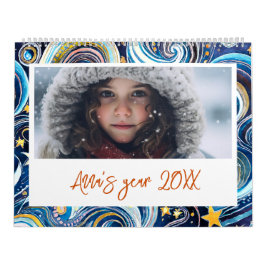 Calendário Crianças estreladas, foto colorida da noite no ano