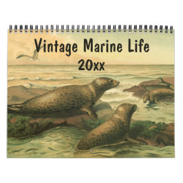 Calendário Criaturas do Mar Vintage e Animais do Mar Oceano
