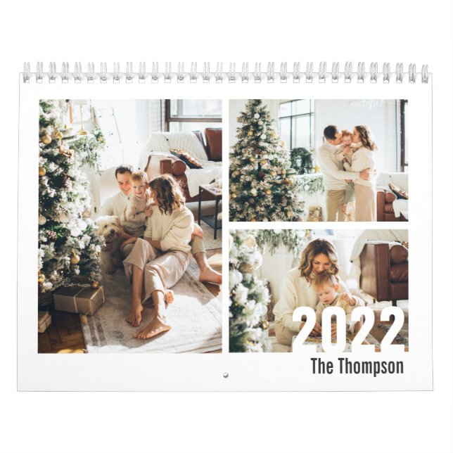 Calendário Crie personalizado preto moderno sua própria foto (Capa)