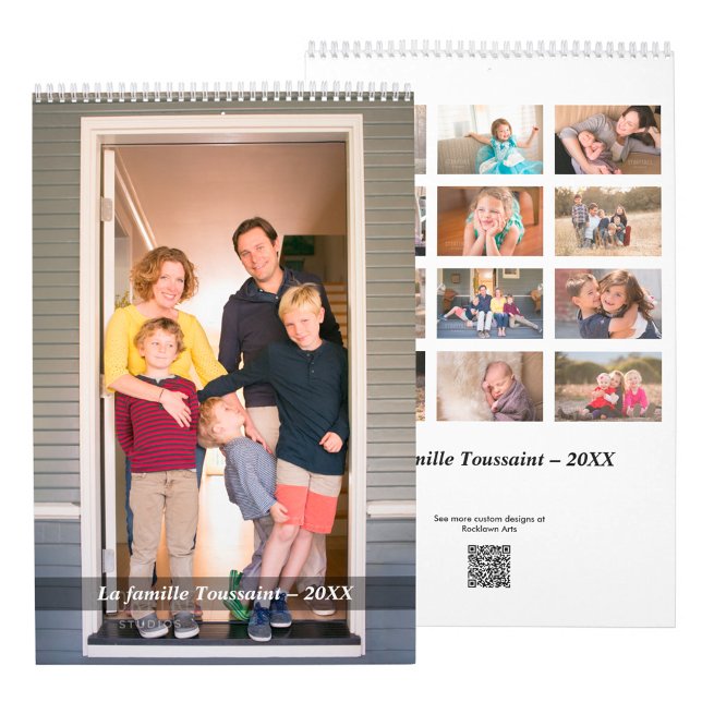 Calendário Crie seu próprio foto francês (Create Your Own Custom French Photo Calendar, front/back)