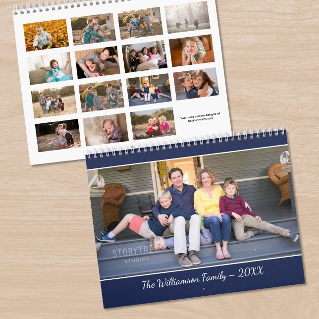 Calendário Crie seu próprio foto moderno de 15 meses (Create Your Own Modern 15 Month Photo Calendar, front/back)