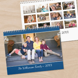 Calendário Crie Sua Própria Foto de Capa Azul Moderna