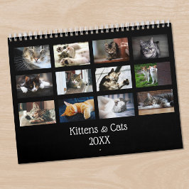 Calendário Crie Sua Própria Foto de Pet com Capa Preta Fofa