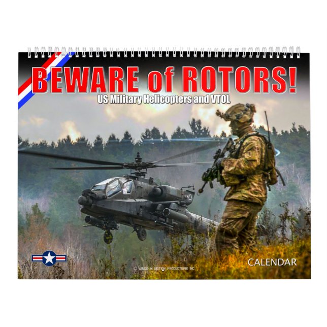 Calendário CUIDADO com ROTOR! Helicópteros Militares dos EUA  (Capa)