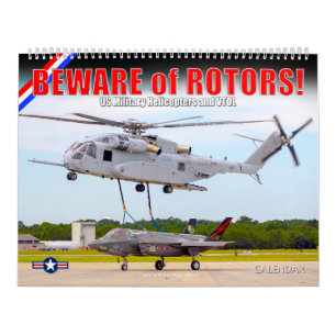 Calendário CUIDADO com ROTOR! Helicópteros Militares dos EUA