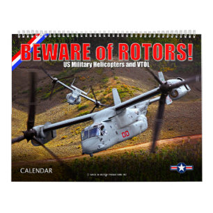 Calendário CUIDADO com ROTOR! Helicópteros Militares dos EUA