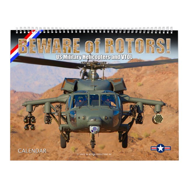 Calendário CUIDADO com ROTOR! Helicópteros Militares dos EUA  (Capa)