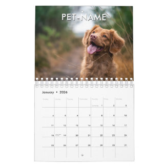 Calendário Custom 14 Photo Pet Dog 14 Name Picture Template