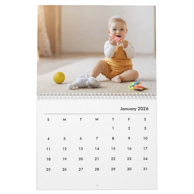 Calendário Custom Baby Girl & Family 14 Photo Calendar 2026 (Jan 2026)