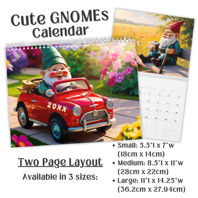 Calendário Custom cute Gnome colorful bright funny Vol. 3 -  (Criador carregado)
