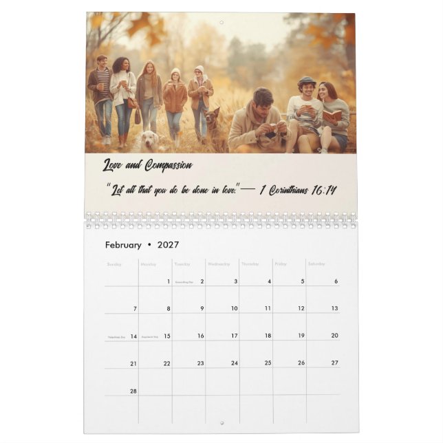 Calendário Custom Photo Calendar with Bible Verses (Fev 2027)