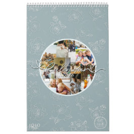 Calendário Custom photo collage Rose Line Art 2026