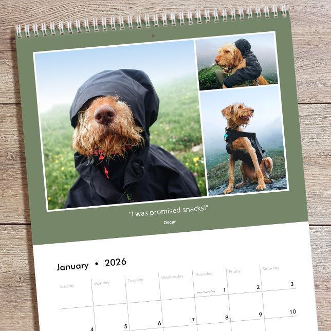 Calendário Custom Photo Family Quotes & Funny Sayings 2026 (Criador carregado)