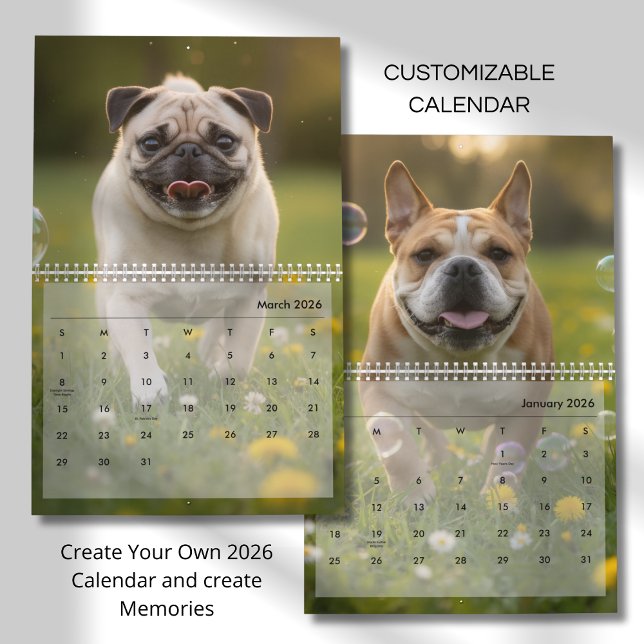 Calendário Custom Poppy Dog 2026 Calendar (Criador carregado)