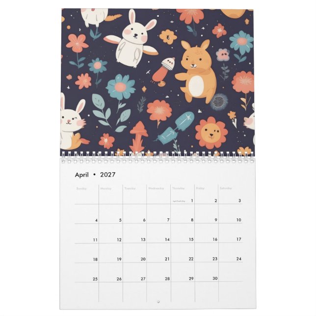 Calendário Cute Boho Woodland Animal Teepee Kids  (Abr 2027)