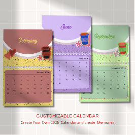 Calendário Cute Coffee Cup 2026 Calendar
