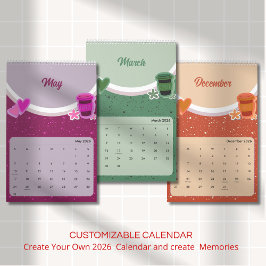 Calendário Cute Coffee Cup 2026 Calendar