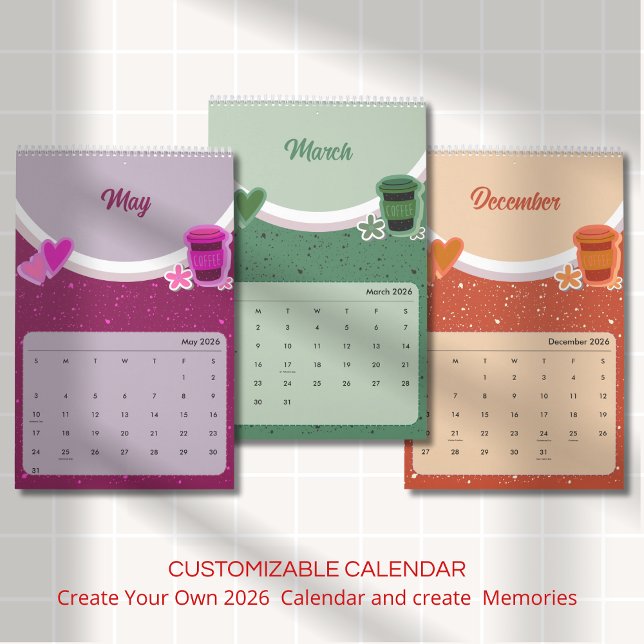 Calendário Cute Coffee Cup 2026 Calendar (Criador carregado)