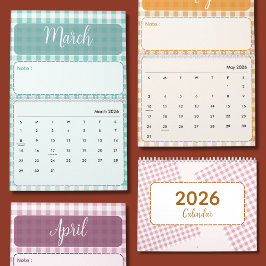 Calendário Cute & Colorful 2026 Calendar