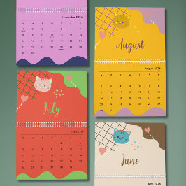 Calendário Cute Colorful Cat Calendar 2026