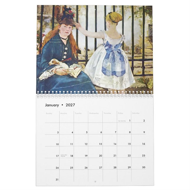 Calendário da arte 2013 de Manet (Jan 2027)