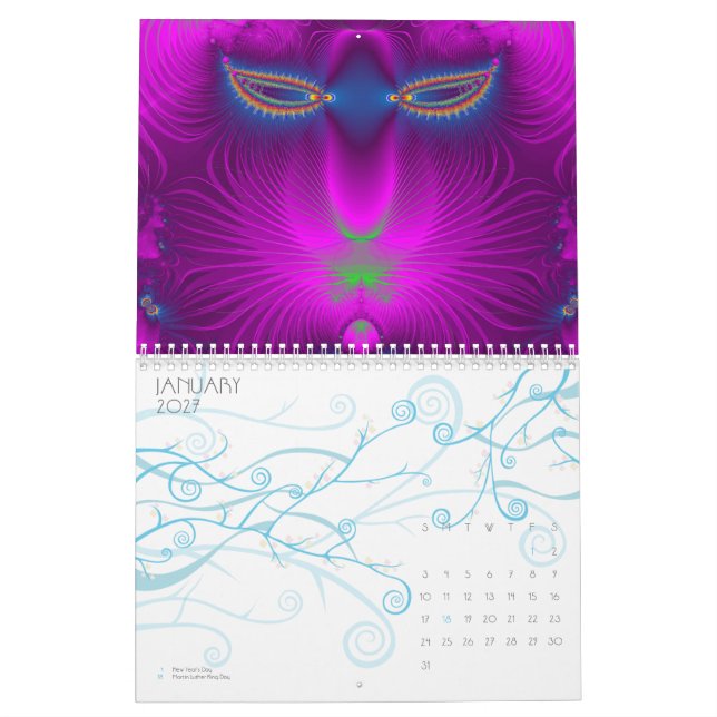 calendário da arte de um fractal de 18 meses (Jan 2027)