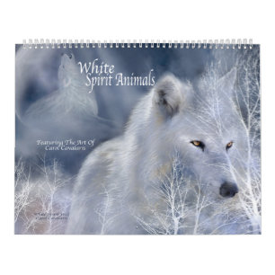 Calendário da arte dos animais do espírito branc