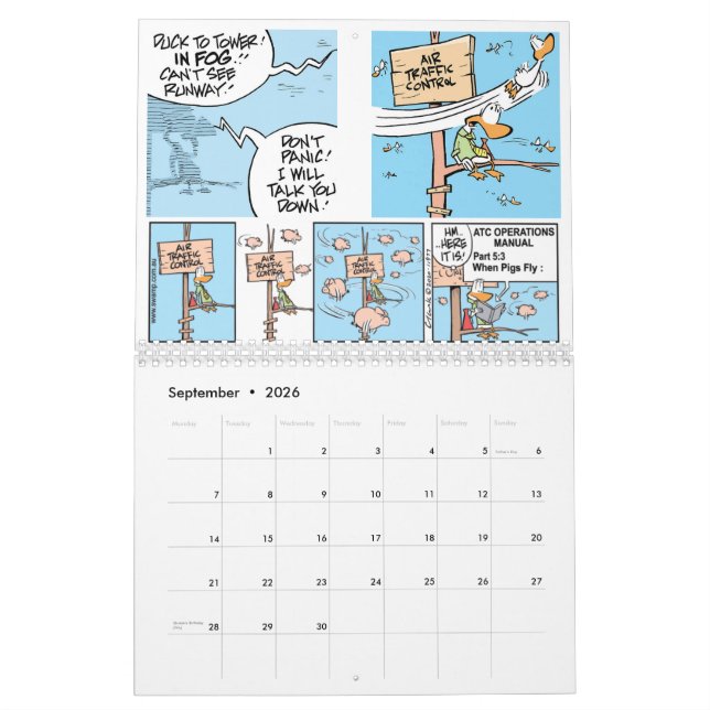 Calendário da Aviação de Cartoons Piloto (Set 2026)