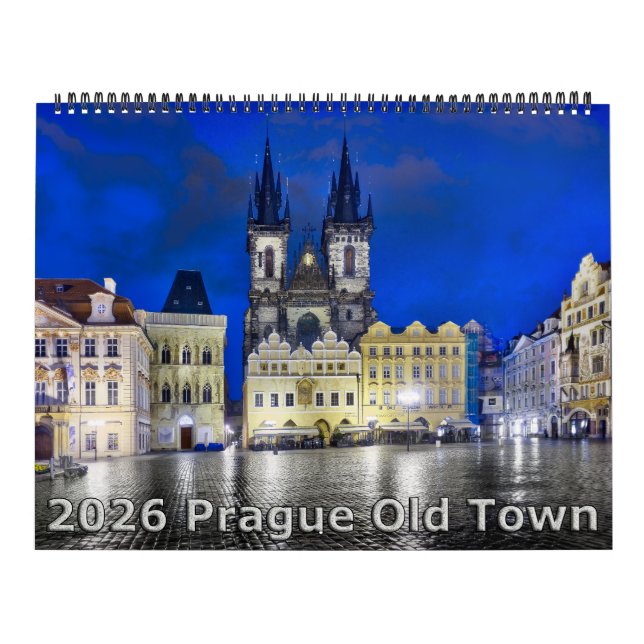 Calendário da Cidade Velha de Praga à Noite 2026 (Capa)