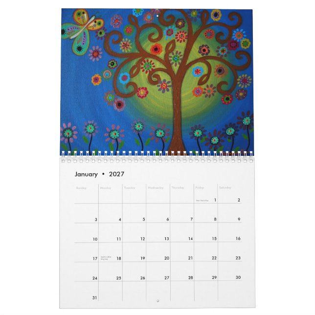 CALENDÁRIO da coleção 2012 da pintura de PRISARTS (Jan 2027)