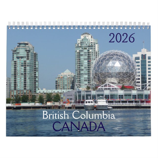 Calendário da Colúmbia Britânica Canadá 2026 (Capa)