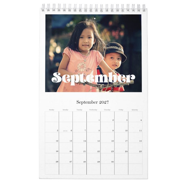 Calendário da família de scripts de vintagem retrô (Set 2027)