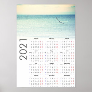 Calendário da Gaivota 2021 Poster - Segunda-feira