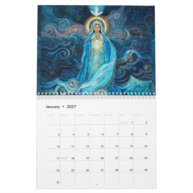 Calendário da Mãe Bendita Maria de imagens Católic (Jan 2027)