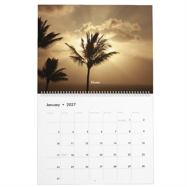 Calendário da natureza de Maui (Jan 2027)