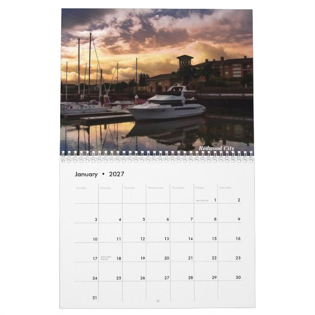 Calendário da paisagem 2011 de Califórnia do norte (Jan 2027)