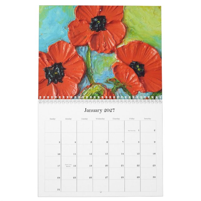 Calendário da papoila de Paris (Jan 2027)